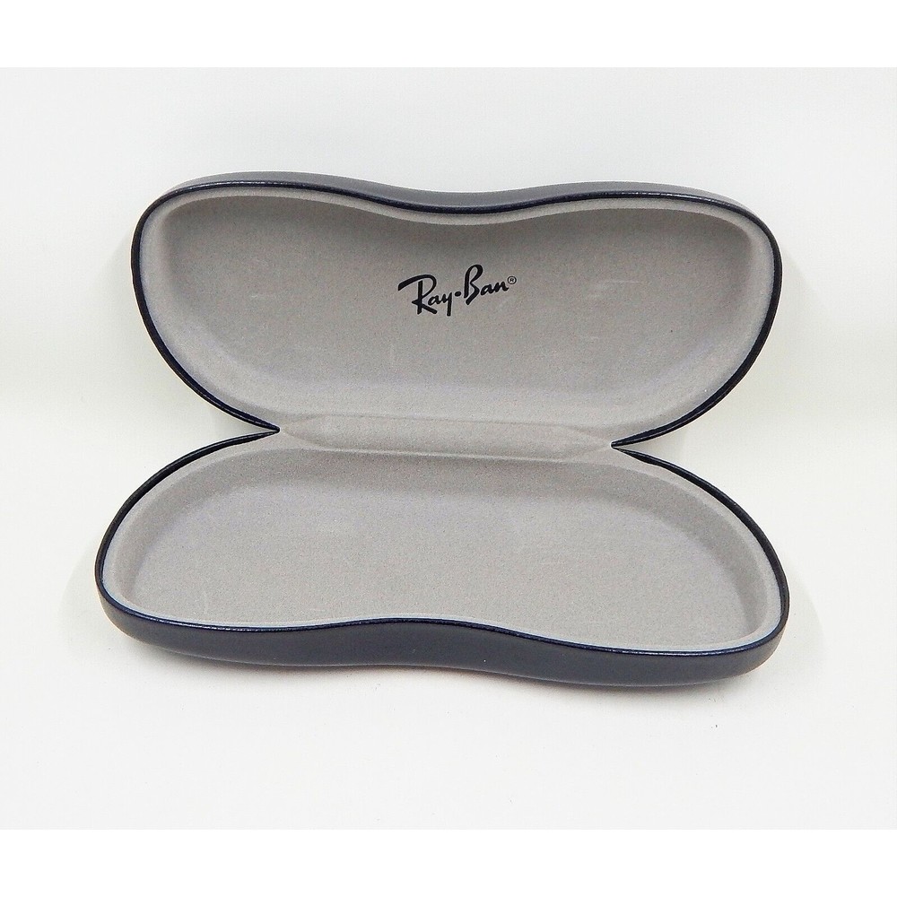 Ray Ban Sunglass/Eyeglass Hard Shell Case Clamshell Black Gray Suede Interior